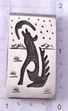 Silver Navajo Handmade Howling Wolf Money Clip by Ralph Bia Sr. 5B14P