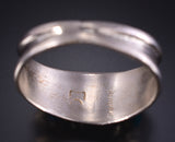Size 10-3/4 Silver & Kingman Turquoise Navajo Men's Ring - Elvira Cadman 5L05Y