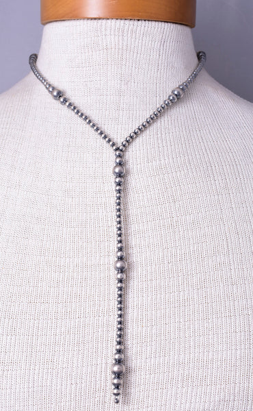 18 inch Navajo Silver Pearls Lariat Necklace - 5L23T