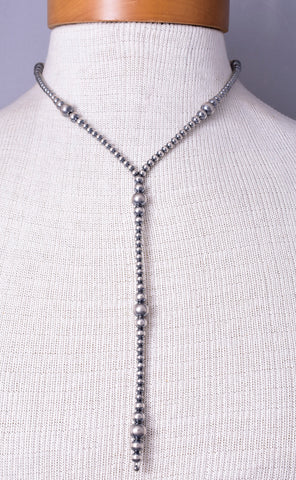 18 inch Navajo Silver Pearls Lariat Necklace - 5L23T