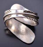 Adjustable Silver Navajo Handstamped Eagle Feather Wrap Ring Pete Johnson 6F22O