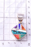 Silver & Turquoise Multistone Navajo Inlay Pendant by VJ 3F12W