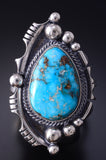 Size 9 Silver & Kingman Turquoise Navajo Ring by Daniel Benally 5L07H
