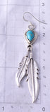 Silver & Turquoise Navajo Handmade Eagle Feather Earrings Sharon McCarthy 5G16S