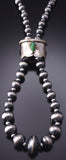 Silver & Sonoran Gold Turquoise Handstrung Navajo Pearls Loop Necklace 6H25T