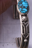 Silver & Tibetan Turquoise Navajo Arrows Mens Bracelet by Erick Begay 5H04B