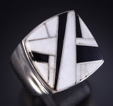 Size 11-3/4 Silver & White Buffalo Turquoise Navajo MENS Ring by Arlene Yazzie 5L05X