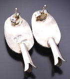 Traditional Navajo Turquoise Squash Blossom Earrings 6K02L