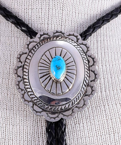 Vintage Turquoise Bolo Tie Navajo Concho Design 5L11E