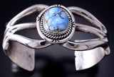 Preowned - Silver & Golden Hills Turquoise Navajo Handmade Sandcast Bracelet 6E14A