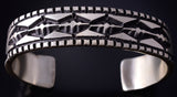 Silver Navajo Handmade Mountains Men's Bracelet by Jarrold Tahe 5J18B