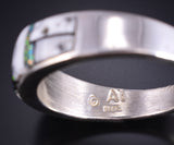 Size 13.5 Silver & White Buffalo Turquoise Navajo Men's Ring Allen Tolino 5L05H