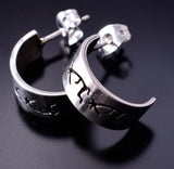 Kokopelli Silver Half Hoop Earrings By P. Skeet 4D02S