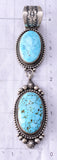 Silver & Kingman Turquoise Navajo Long 2 Stone Pendant by Tom Lewis 6H25N