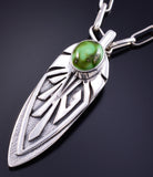 Silver & Sonoran Gold Turquoise Navajo Eagle Feather Pendant Ervin Hoskie 5L26L