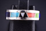 Size 5-1/2 Silver Multistone Navajo All Around Inlay Ring by Rose Ann Long 5L25S