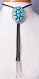 Vintage Sterling Silver & Sleeping Beauty Turquoise Nugget Bolo Tie by CJ Nez - 5L23W