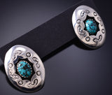 Vintage Silver & Turquoise Navajo Shadowbox Earrings 6F09R