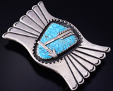 Vintage Silver & Turquoise Navajo Handmade Shooting Arrow Buckle 5H21A