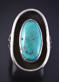 Vintage Size 7-1/2 Silver & Turquoise Navajo Ring stamped JB 5K10N