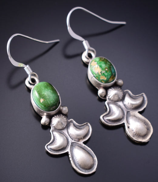 Silver & Sonoran Gold Turquoise Navajo Dangle Earrings by Sharon McCarthy 6F17X
