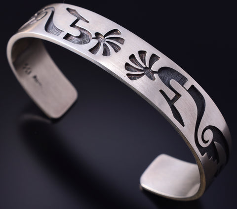 Silver Dancing Kokopelli Navajo Handmade Bracelet by DS 5F04F