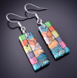 Turquoise Multistone Santo Domingo Handmade Earrings by Mary Louise Tafoya 3G07Z