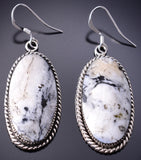 Silver & White Buffalo Turquoise Navajo Earrings by Sammie Burnside 6D09O