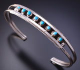 Silver & Turquoise Zuni Petit Point Bracelet by Suzie Livinston 4J30R