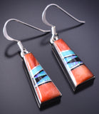 Silver & Turquoise Multistone Navajo Inlay Earrings by James Manygoats 6D07H