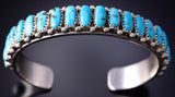 Silver & Kingman Turquoise Row Navajo Bracelet by Justina Wilson 6F17L