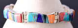 Silver Multistone Navajo Inlay Natural Flow Link Bracelet by Laura Lincoln 6H31F