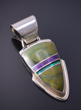 Vintage Silver Multistone Navajo Inlay Arrowhead Pendant Albert Francisco 5K17W