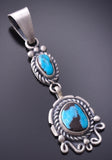 Silver & Bisbee Arizona Turquoise Native American Handmade Pendant 3K09B