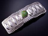 Silver & Turquoise Navajo Handstamped Hair Barrette 4L07E