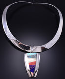 Vintage Silver Multistone Laguna Pueblo Inlay Necklace Set - Frank Carillo 6F09F
