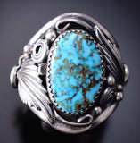 Size 13-3/4 Kingman Turquoise Navajo Men's Ring by Darrell Morgan - 6K26L
