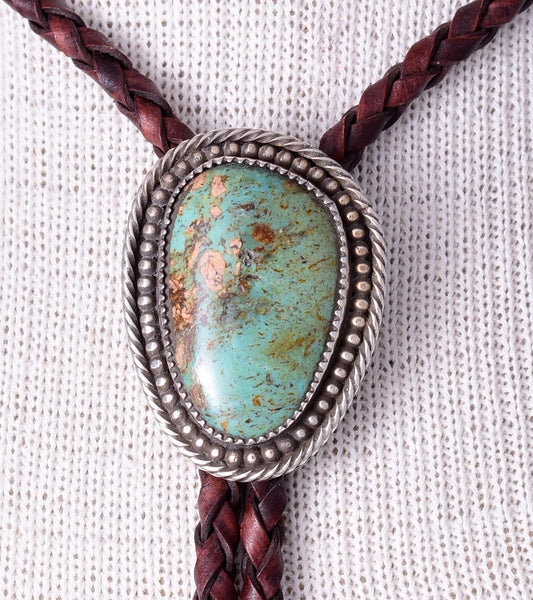 Silver & Royston Turquoise Bolo Tie by Ravis McQuade Henry 5L23U