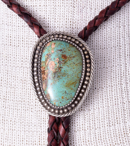 Silver & Royston Turquoise Bolo Tie by Ravis McQuade Henry 5L23U