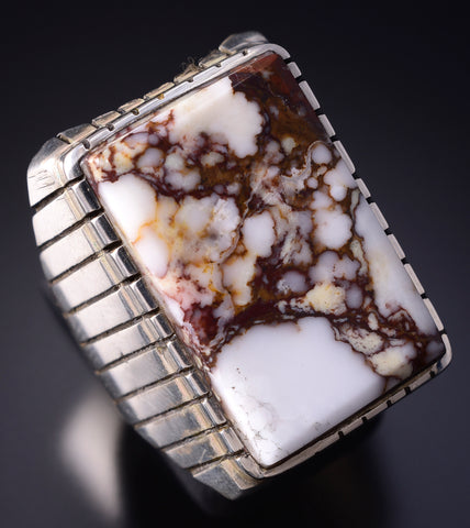Size 9-1/4 Silver & Wild Horse Stone Navajo Mens Ring by Trevor Jack 5L13P