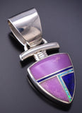 Vintage Silver Multistone Navajo Inlay Arrowhead Pendant by Shiela Tso 6F09Q