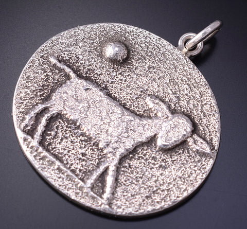 Silver Navajo Tufacast The Lamb of God Pendant by Darryl Dean Begay 5B19U