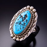 Size 8-1/2 Classic Navajo Design Kingman Turquoise Ring by Julia Etsitty3E10S