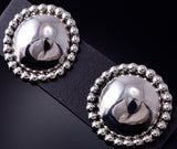 Silver Navajo Handmade Concho Post Earrings by Lorraine Chee 5G16B
