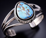 Silver & Golden Hills Turquoise Navajo Handmade Bracelet by Erick Begay 6J23L