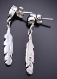 Silver & Onyx Navajo Eagle Feather Earrings by Letricia Largo 6D22T