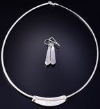 Silver Multistone Navajo Inlay Omega Necklace & Earring Set by Rick Tolino 5L17P