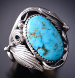 Size 13-3/4 Large Kingman Turquoise Men's Ring by Navajo Darell Morgan 6K22E