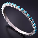 Silver & Turquoise Navajo Handmade Bangle Bracelet by Gaynell Parkhurst 4F25D