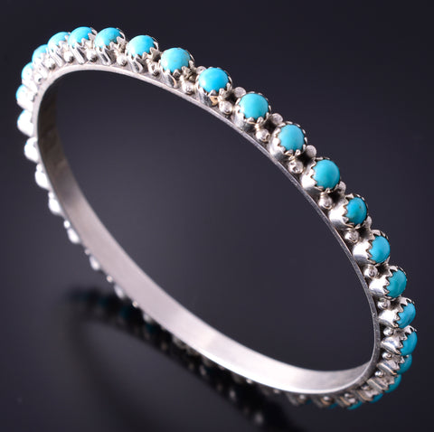 Silver & Turquoise Navajo Handmade Bangle Bracelet by Gaynell Parkhurst 4F25D